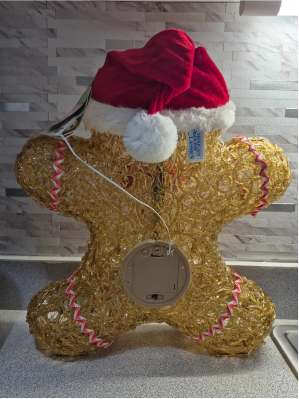 American Home Classics Light-Up Gingerbread Man Decor One Size Gold Red